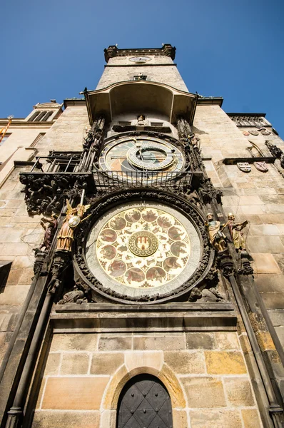 Old astronomical clock in the center square of Prague, Czech Republic — Stock Photo, Image