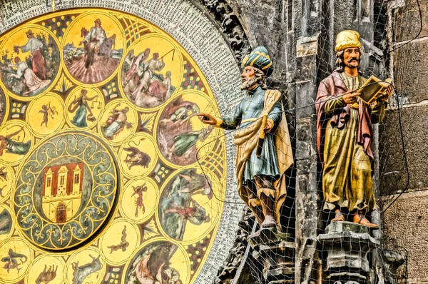 Stary zegar astronomiczny w centrum placu prague, Republika Czeska — Zdjęcie stockowe