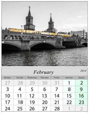 Takvim Şubat 2014. Berlin, germnay.