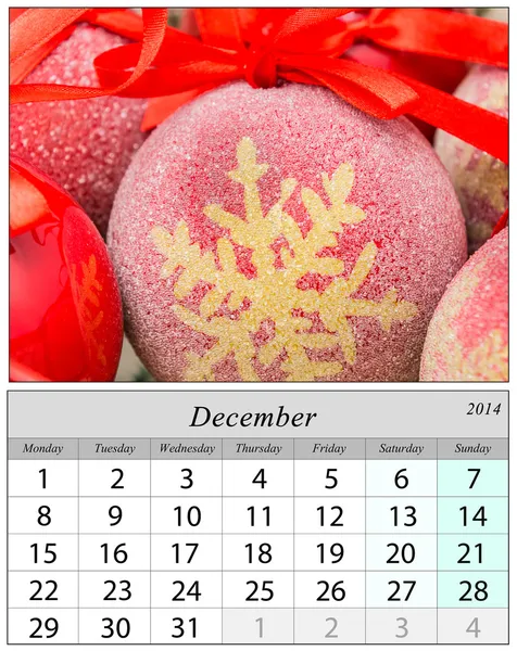 Calendario Dicembre 2014. Ornamenti di ritmi . — Foto Stock