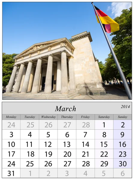 Calendario Marzo 2014. Berlino, Germnay . — Foto Stock