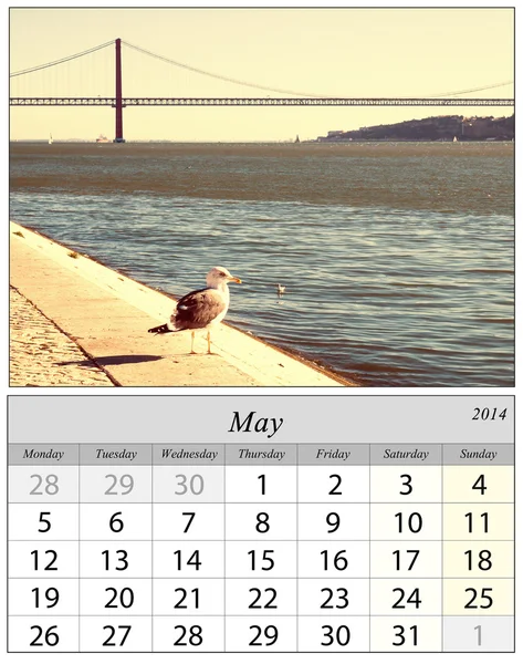 Calendario Maggio 2014. Lisbona, Portogallo . — Foto Stock