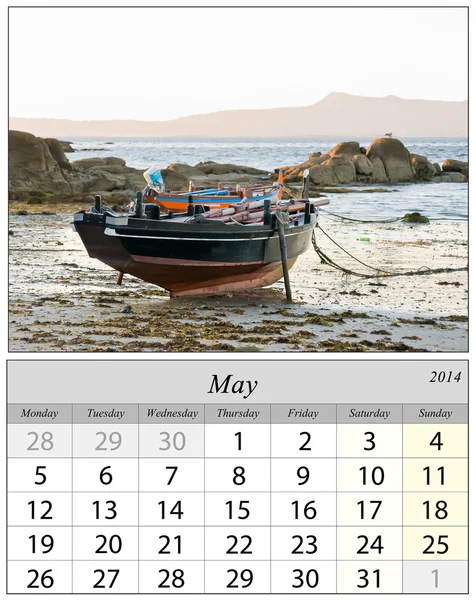 Calendario Maggio 2014. Barche in Galizia, Spagna . — Foto Stock