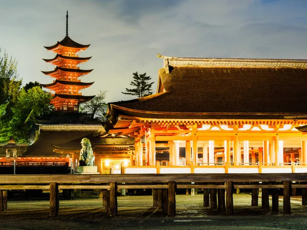 Santuario Itsukushima Por Noche Miyajima Japón — Foto de Stock