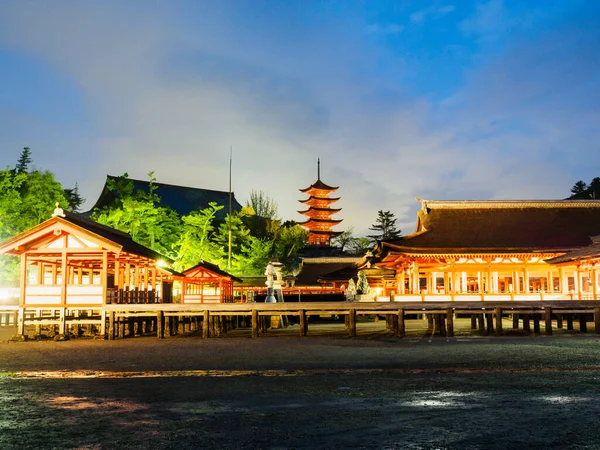 Itsukushima Shrine Night Miyajima Japan — Foto Stock