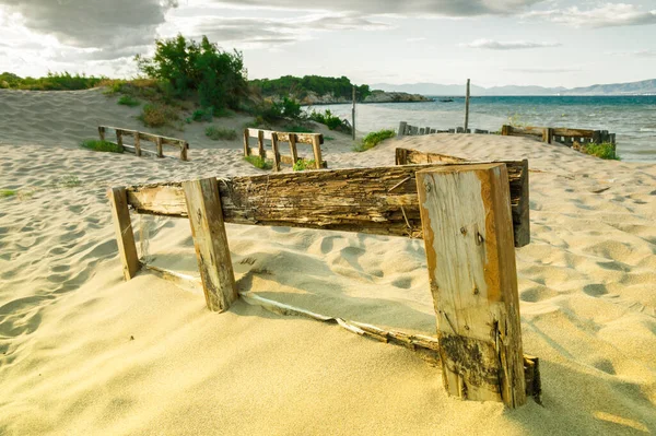 Holzzaun Einem Strand — Stockfoto