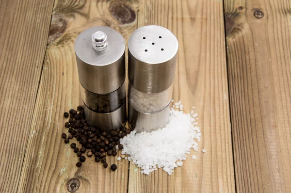 Salt and Pepper with shakers — Stock Photo, Image