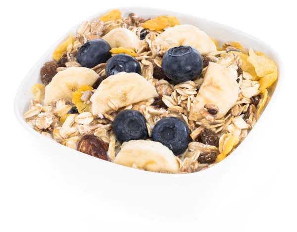 Mixed Muesli with Blueberries and Bananas — Stock Photo, Image