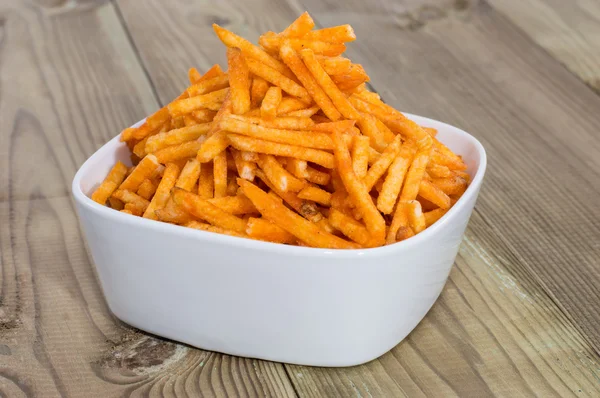 Heap of Potato Sticks in a bowl — Stock Photo, Image