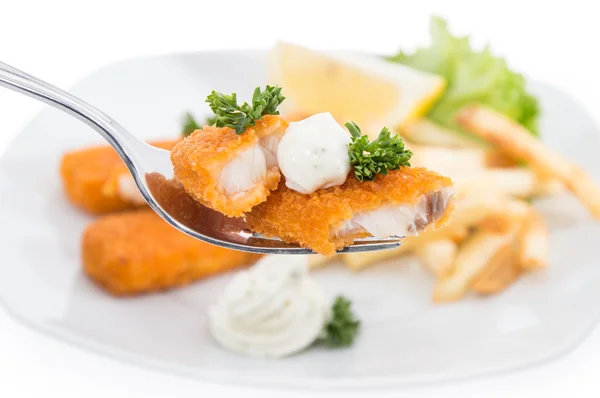 Fried Fish on a fork — Stock Photo, Image