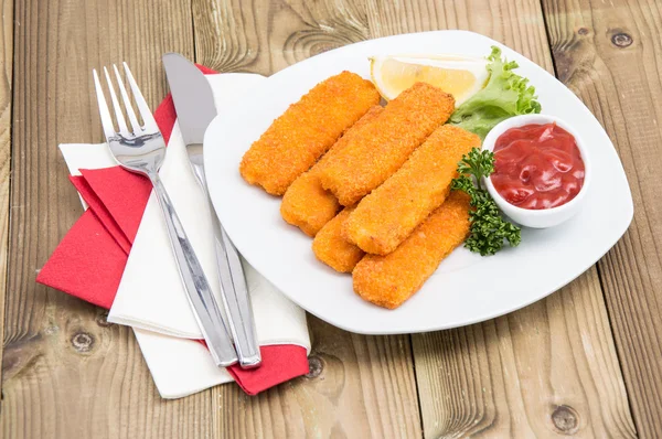 Portion of Fish Fingers on a plate — Stock Photo, Image