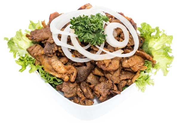 Bowl with Kebab meat topped with Onions — Stock Photo, Image