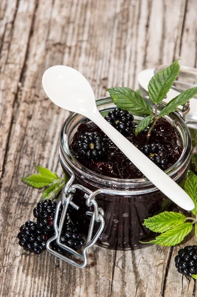 Blackberry Jam in a glass — Stock Photo, Image