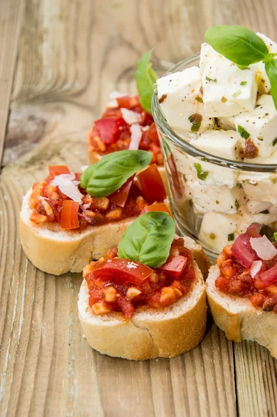 Bruschetta with Feta Cheese — Stock Photo, Image