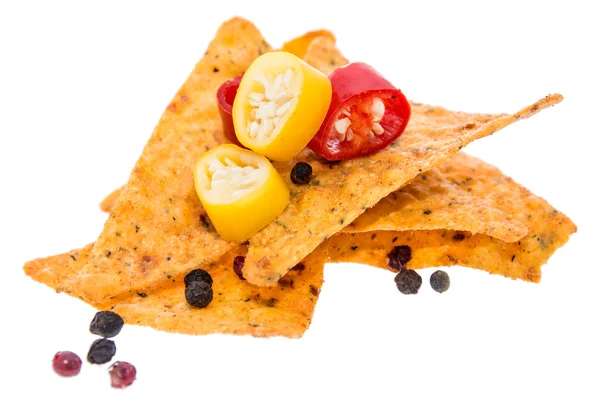 Heap of Nachos on white — Stock Photo, Image