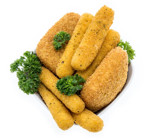 Different sorts of fried Cheese on white — Stock Photo, Image