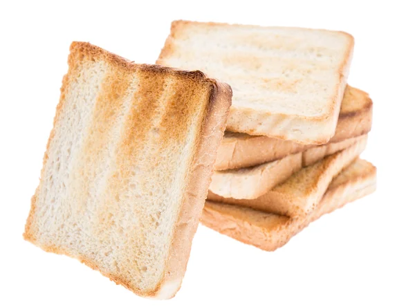 Heap of toasted bread on white — Stock Photo, Image
