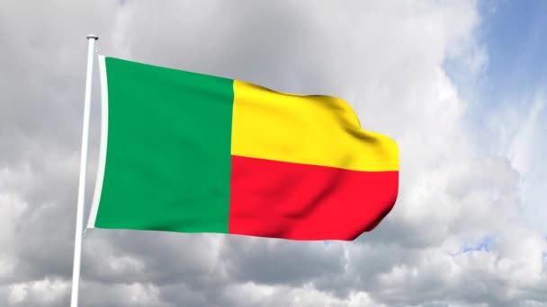 Flagge der Republik Benin — Stockvideo