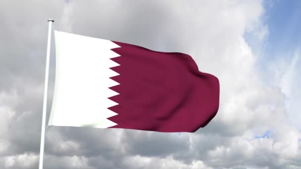 Katarská vlajka卡塔尔的旗子 — 图库视频影像