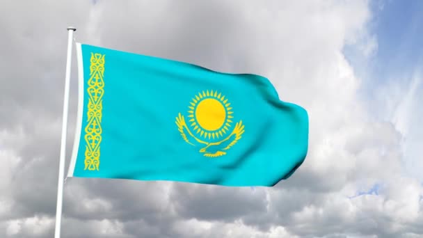 Bandeira do Cazaquistão — Vídeo de Stock