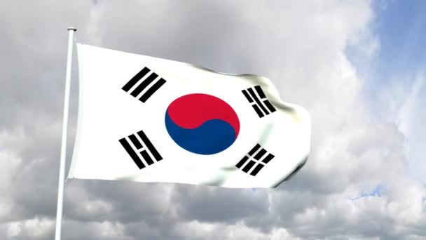 Bandera de Corea del Sur — Vídeo de stock