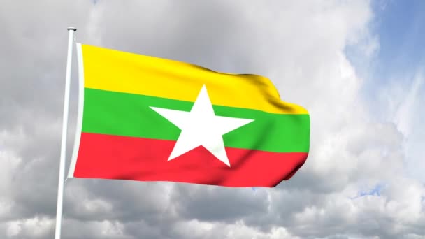 Myanmar (burma flagga) — Stockvideo