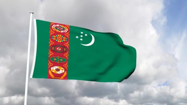 Flagge von Turkmenistan — Stockvideo