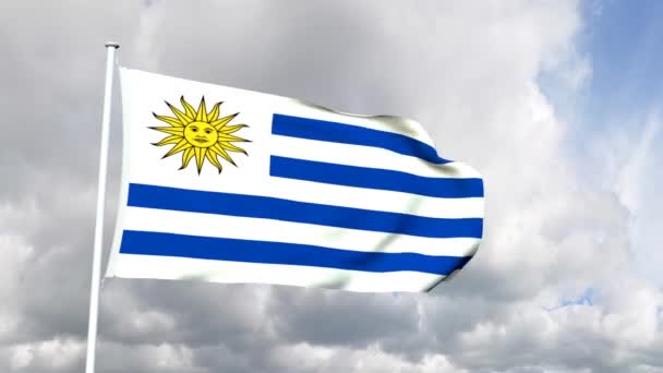 Bandera de Uruguay — Vídeo de stock