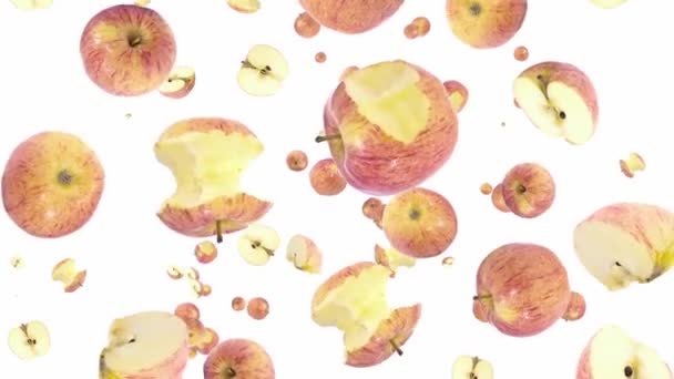 Padající kusy apple — Stock video