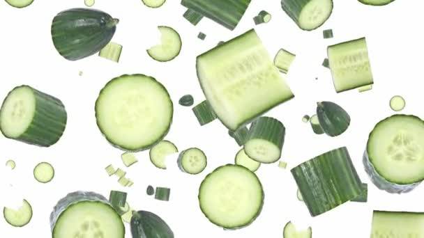 Cucumbers falling down — Stock Video