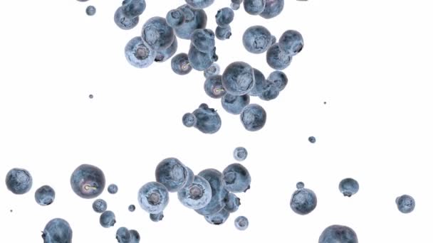 Blueberries falling down and shaping a heart — Stock Video