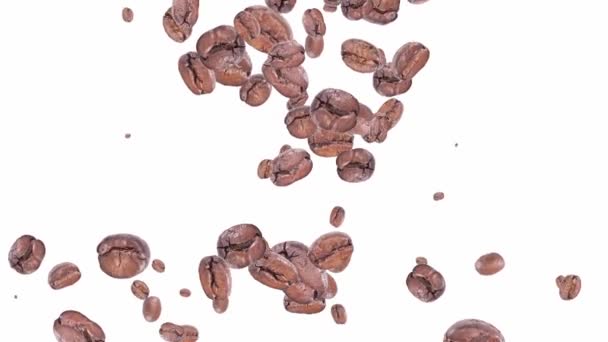 Fallende Kaffeebohnen formen Herz — Stockvideo