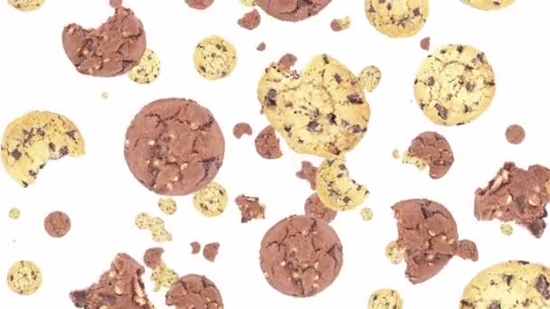 Caída de galletas marrones y blancas — Vídeo de stock