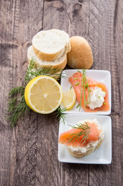 Salmon and Horseradish on a Baguette — Stock Photo, Image