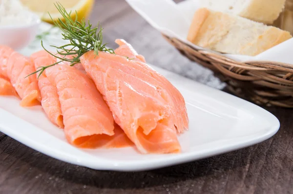 Heap of Salmon on a plate — Stock Photo, Image