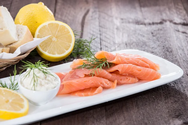 Plate with Salmon — Stock Photo, Image
