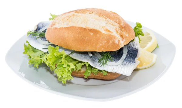 Verse haring op een broodje tegen Wit — Stockfoto