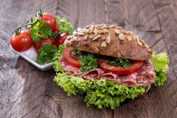 Homemade Salami Sandwich — Stock Photo, Image