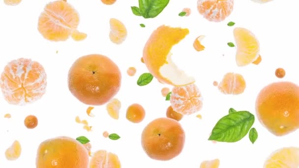 Tangerines falling down — Stock Video