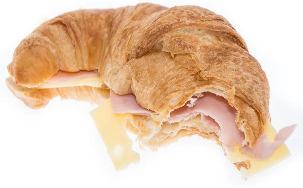 Skinka och ost croissant på vit — Stockfoto