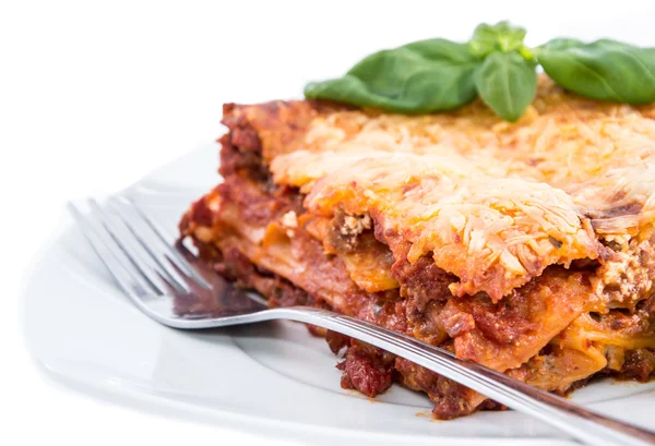 Piece of Lasagne isolated on white — Stock Photo, Image
