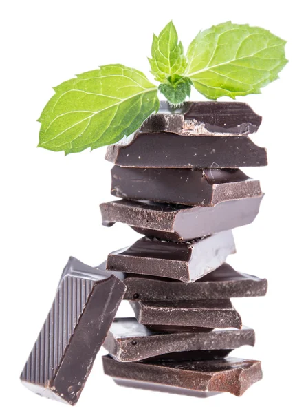 Chokolade med Mint isoleret på hvid - Stock-foto
