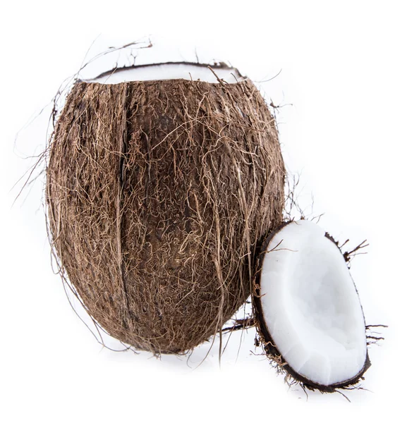 Cracked Coconut isolated on white — Stock Photo, Image