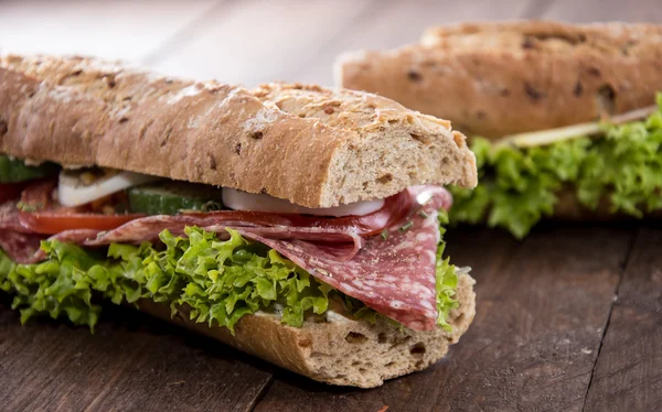 Fresh made Salami Sandwich — Stock Photo, Image