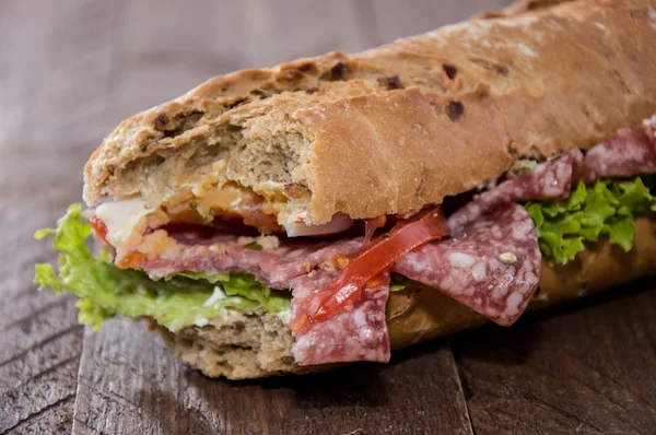 Fresh Salami Baguette — Stock Photo, Image