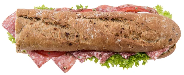 意大利腊肠三明治上白色隔离 — 图库照片