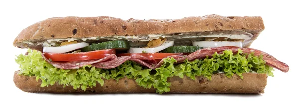 Salám sendviče na bílém pozadí — Stock fotografie