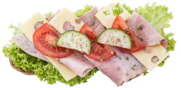 Schinkensandwich auf Weiß — Stockfoto