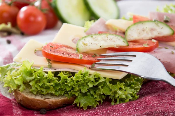 햄 과 치즈를 곁들인 신선 한 샌드위치 — 스톡 사진