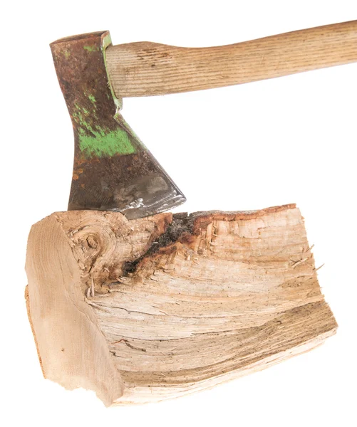 Piece of Wood with Axe — Stock Photo, Image